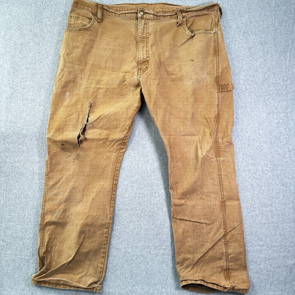 Dickies Carpenter Pants Brown Men's 40X30 Straight Leg Distressed‎ Pockets